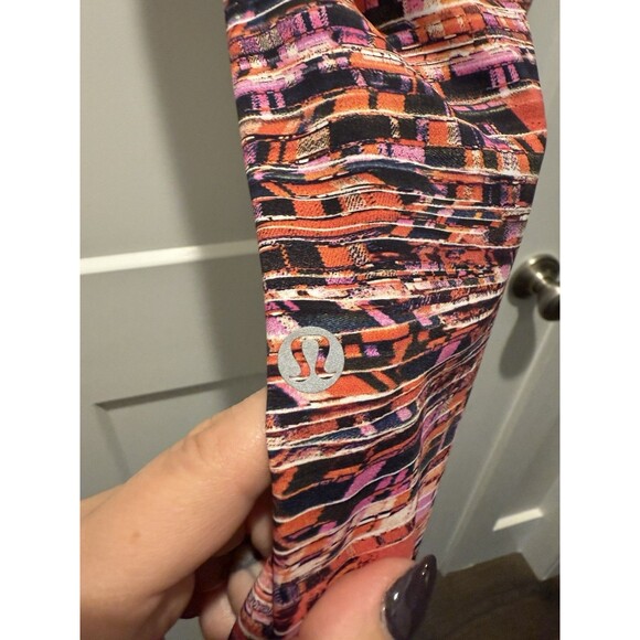 Lululemon Fast Free Legging II 25" *Nulux Flash Pleat Orange Multi Size 6 Small - Picture 5 of 6
